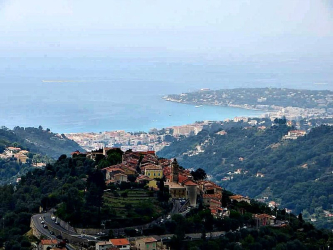 View of Menton and the Mediterranean