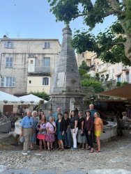 Group photo in town square on the Corsica Mare a Mare Nord trip