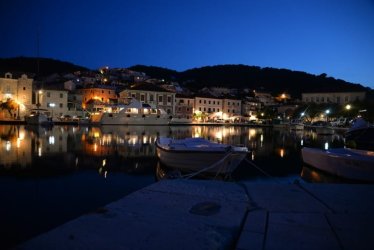 Coastal Dalmatian village at night